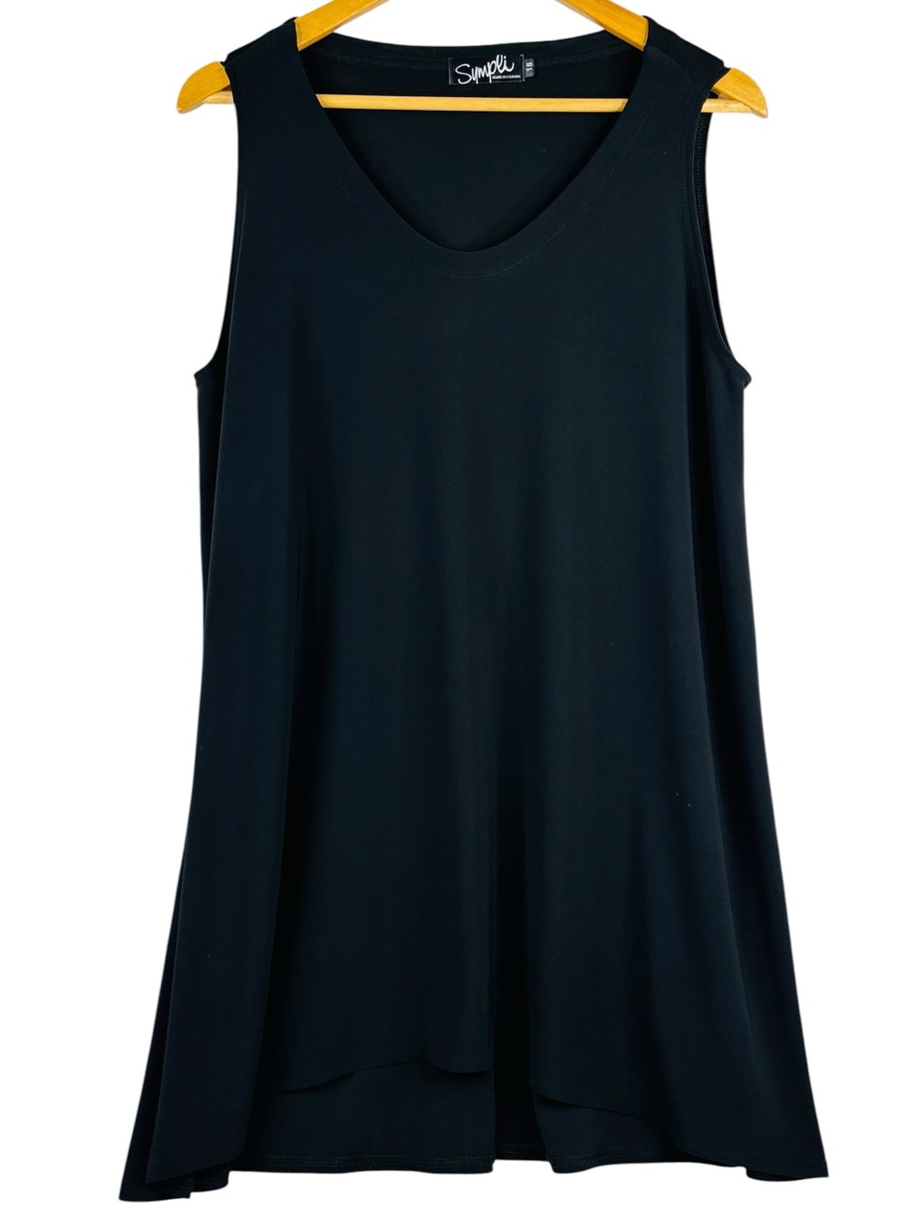 Simpli Black Sleeveless V-Neck Tunic Tank Style Top 18